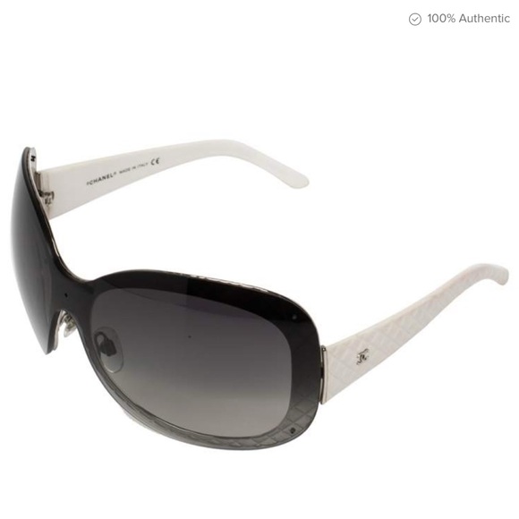 Chanel Black And Off White Oversized Sunglasses Sleek Modern Design - Picture 4 of 6